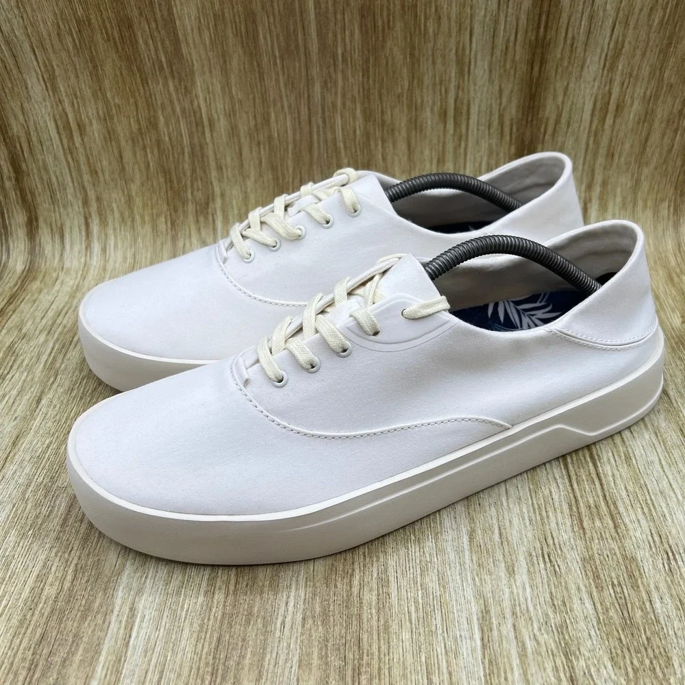 OluKai Tradewind Sneakers Mens Size 12 Off White Textile Drop-in Heel 10533-1818